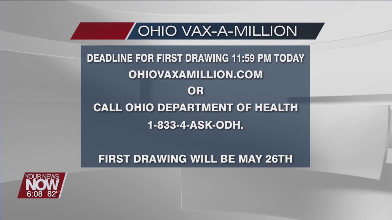 Deadline to register for the Vax-a-Million giveaway is Sunday at 11:59 pm